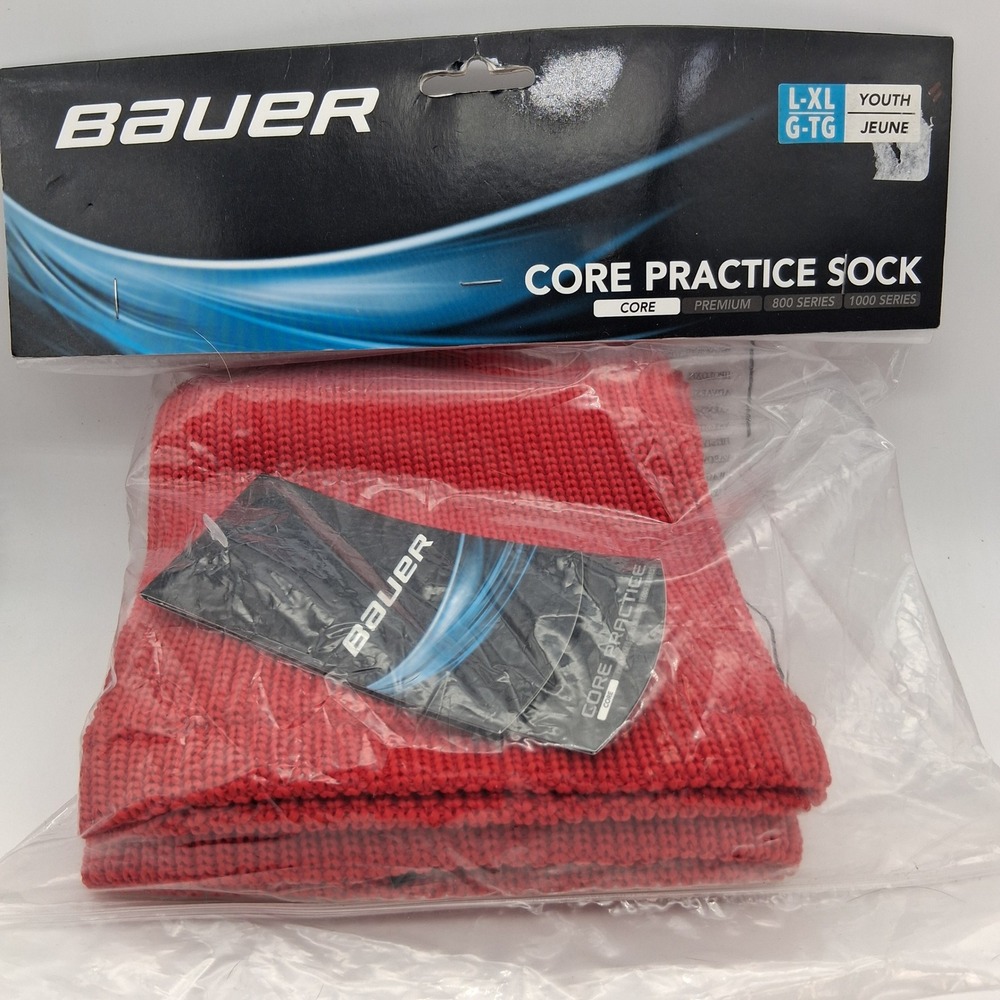 Bauer Core Practice Hockey Socks Red Youth L XL Made in Canada NEW!!!